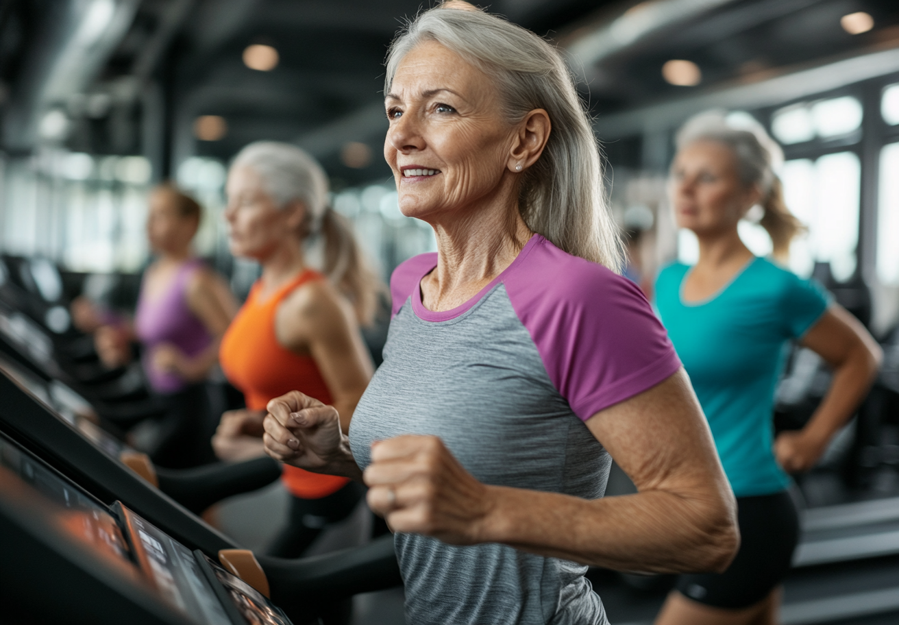 Активні люди старшого віку займаються фітнесом